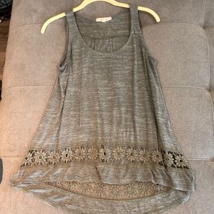 Tank top with crochet floral detail